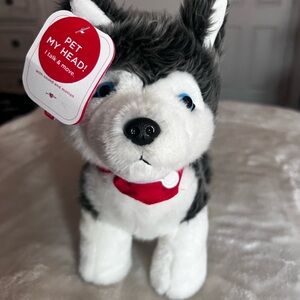 Hallmark Plush Husky Dog Toy - Black, White, and Red